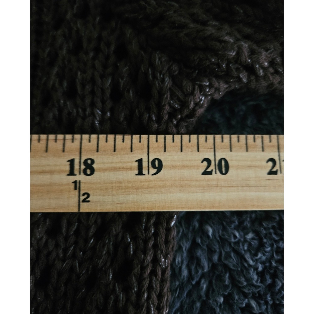 Liz Claiborne Cardigan Women XL Brown NEW Open Knit Crochet Short Sleeve Sweater - Picture 5 of 6